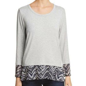K & C XL Gray Blue Print Layered Look Top NWT CL46
